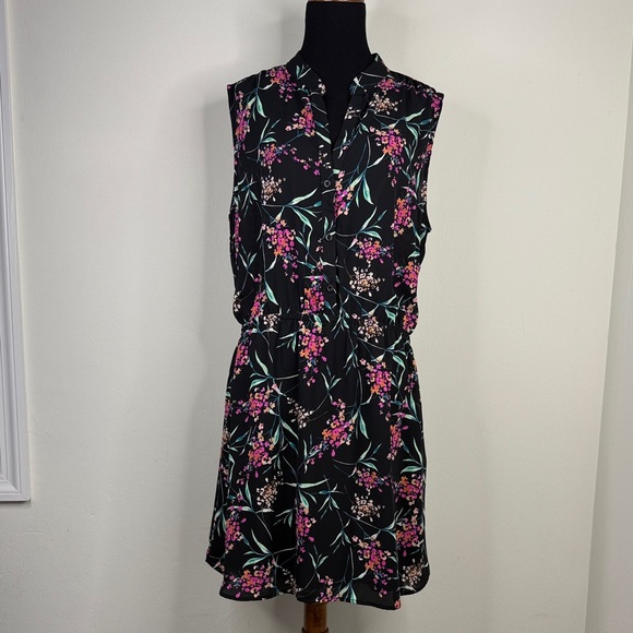 CHARLES HENRY Floral Sleeveless Dress - Black and Pink XL - Picture 1 of 11